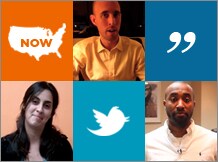 Collage of people coming together to tell, tweet, and show: "Why Now?"