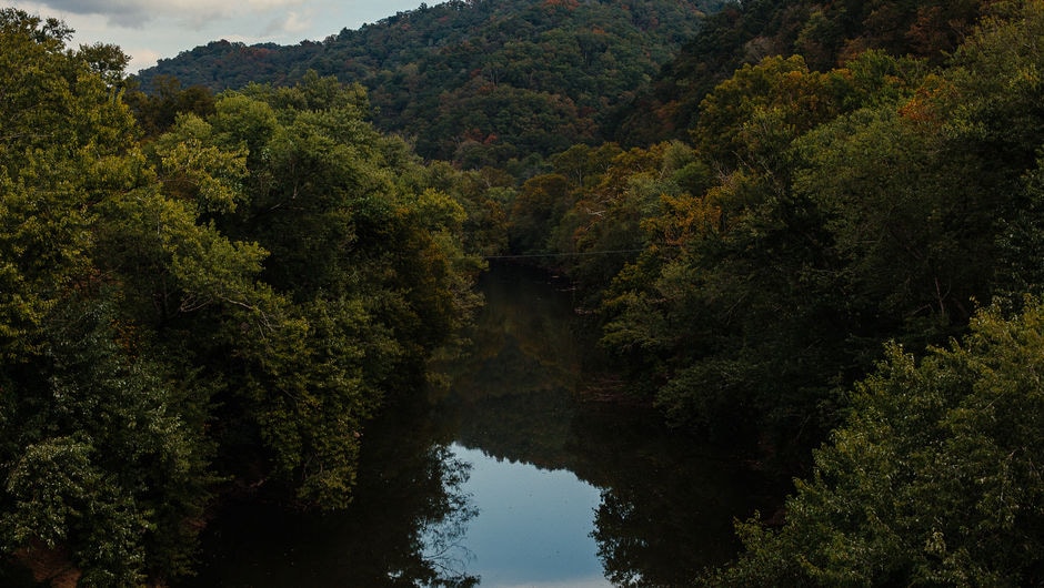 Kentucky mountains reflected in a body of water