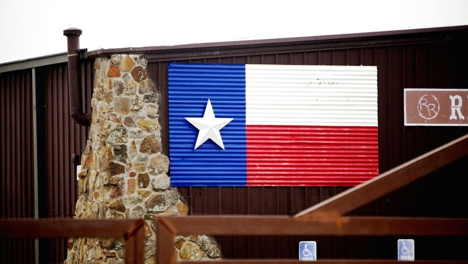 Texas flag on a barn