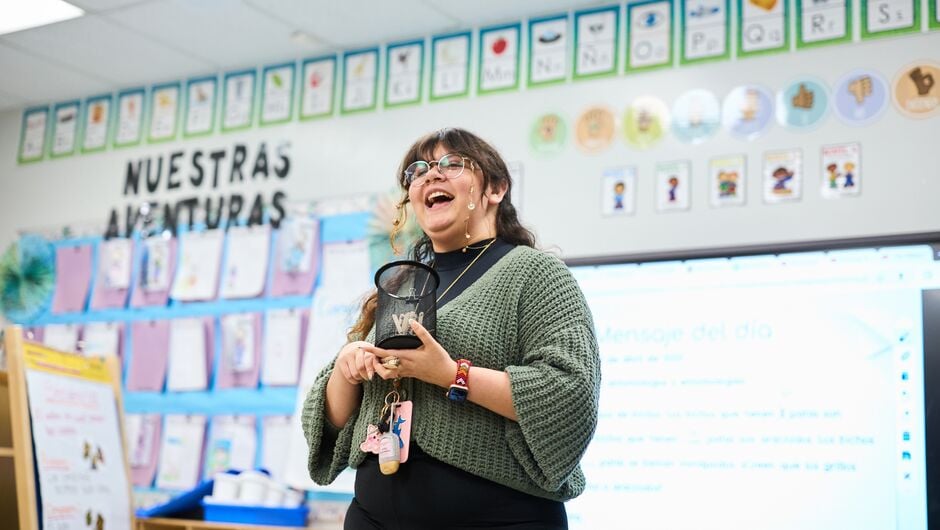 Teacher Jessica Hermosillo leads a lesson in her classroom.