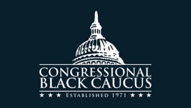 Logo has an outline of the U.S. Capitol building and reads "Congressional Black Caucus" 