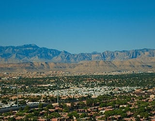 Aerial shot of the vast Las Vegas Valley
