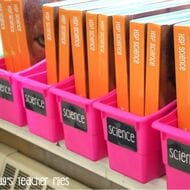 Classroom Supplies in Labeled Bins