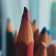 the tips of colored pencils