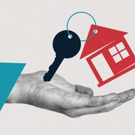 An illustration shows a hand holding out a key and a house on a keychain.