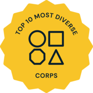 A badge reads top 10 most diverse corps