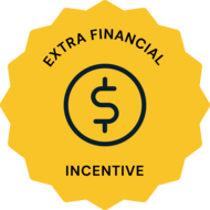 A badge with text that reads extra financial incentive
