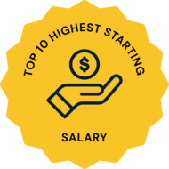 A badge reads top 10 highest starting salary