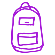 alt text: a purple illustration of a backpack