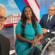 Natasha Alford working as a political analyst at CNN with Anderson Cooper