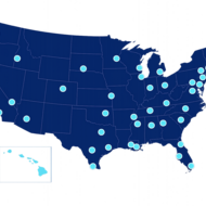 Map of the U.S. showing TFA locations.